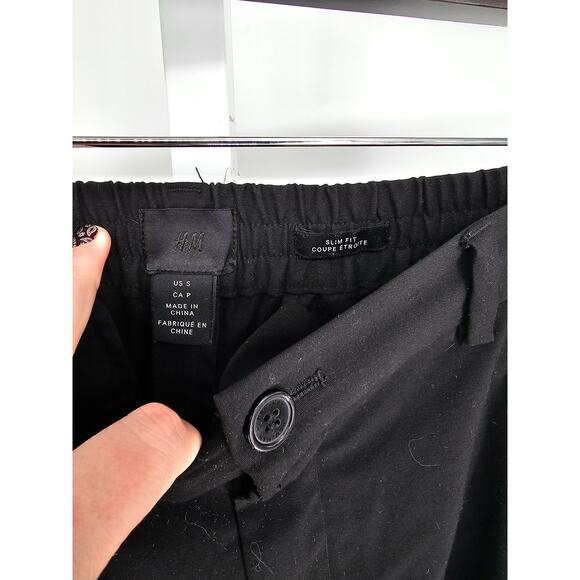 H&M Womens Sz S Slim Fit Solid Black Classic Dress Pants - Picture 3 of 4